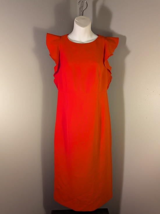 Ann Taylor Dresses & Skirts - Ann Taylor Orang Ruffle Sheath Chiffon Dress W/ Flutter Sleeves 2 Petite